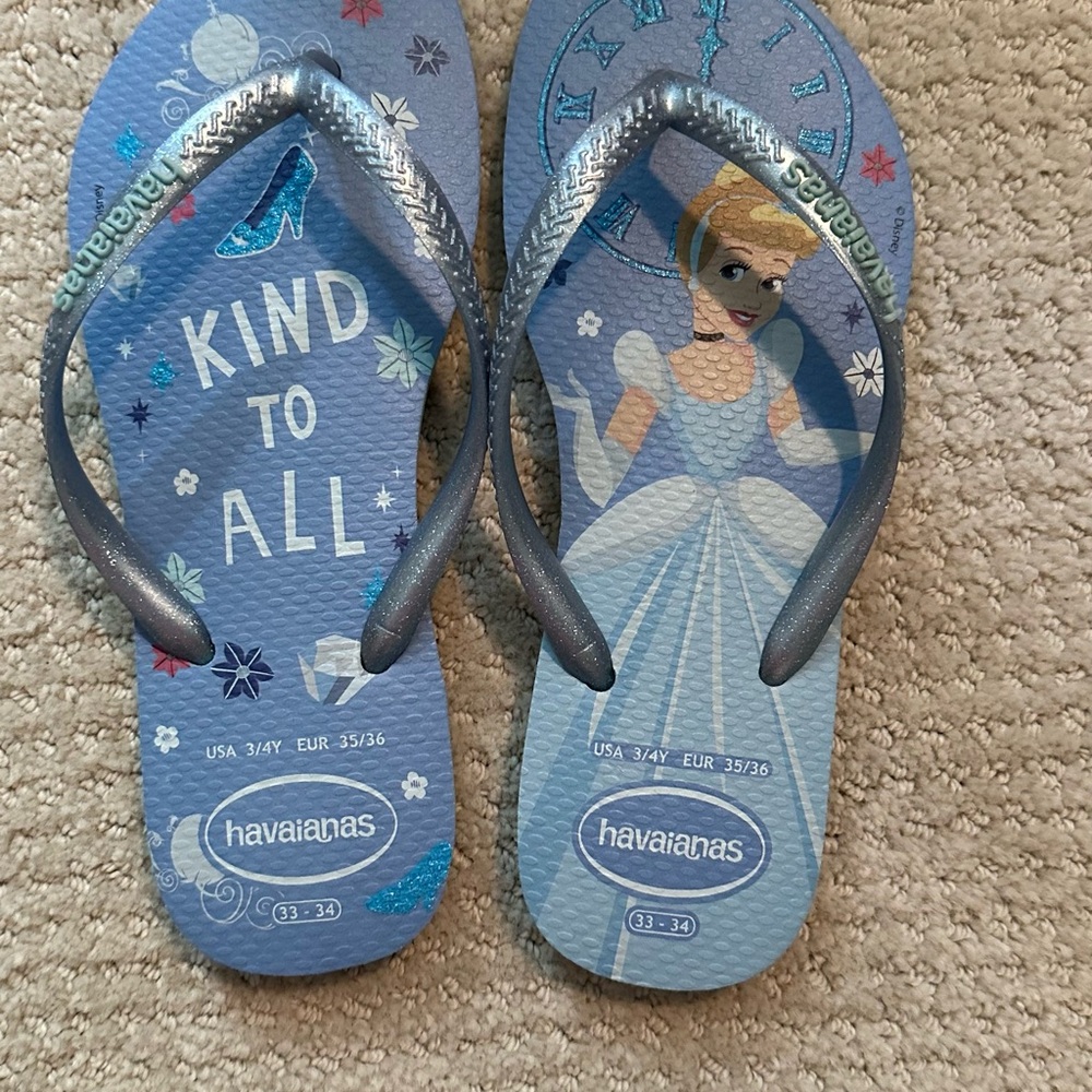 Havaianas Blue and Silver Flip Flops with Disney Design
